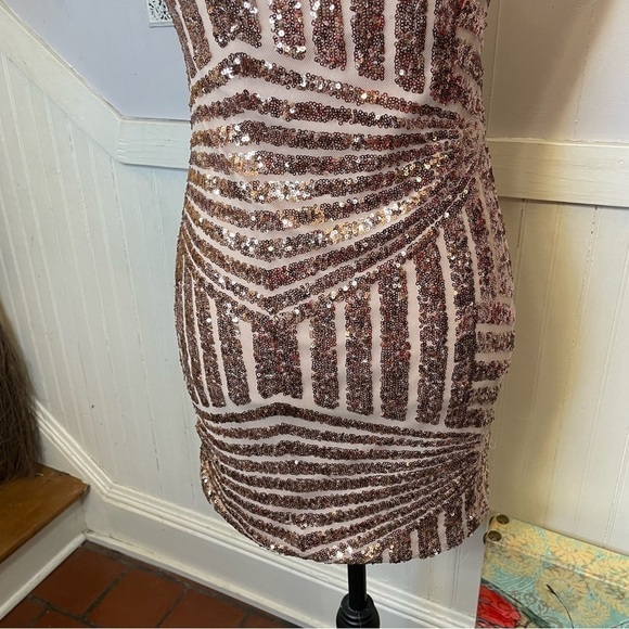 Black Label Gold Sequin Mini Dress – Modern Gatsby Glam | Size Small - Picture 5 of 16